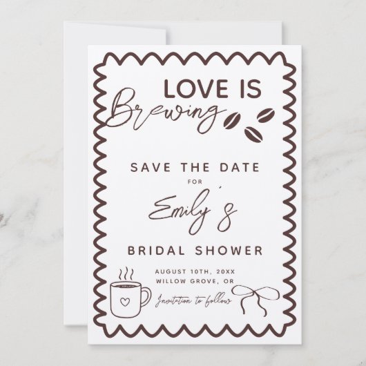 Save The Date Thème de mariage avec café 'L'amour se prépare' (Devant)