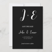 Save The Date Thème de mariage élégant noir et blanc (Devant)