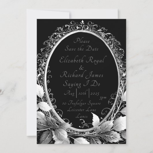 Save The Date Thème de mariage noir et or luxueux Élégant (Devant)