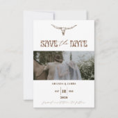 Save The Date Thème de mariage photo occidental boho moderne (Devant)