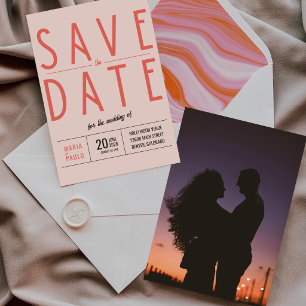 Save The Date Thème de mariage rétro minimaliste rose