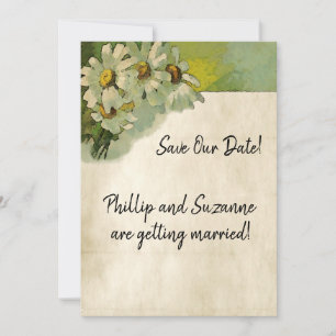 Save The Date Thème de mariage vintage avec des marguerites pein