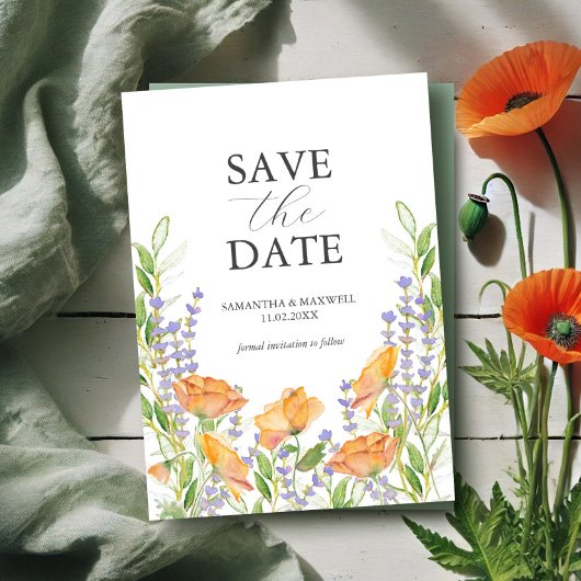 Save The Date Thème de mariage Wildflower Enregistrer l'invitati