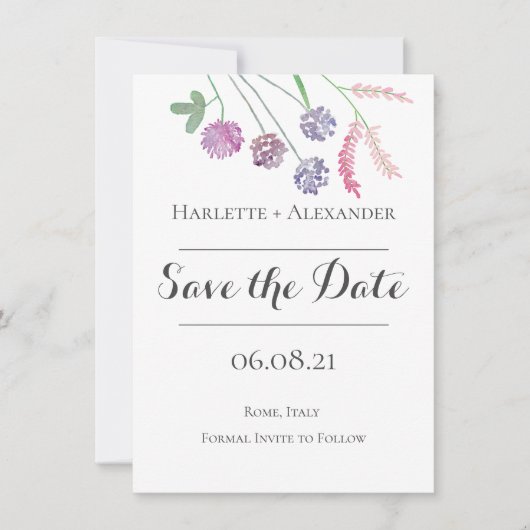 Save The Date Thème fleur sauvage (Devant)