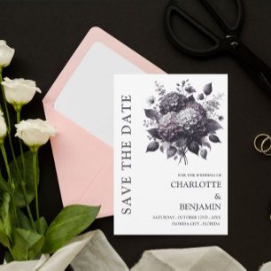 Save The Date Thème gothique Mariage floral d'hortensia