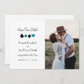 Save The Date Thème Las Vegas noir et bleu (Devant / Derrière)