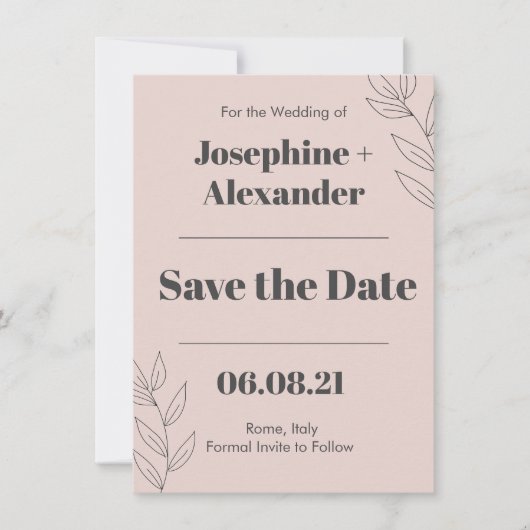 Save The Date Thème Moderne Minimaliste (Devant)
