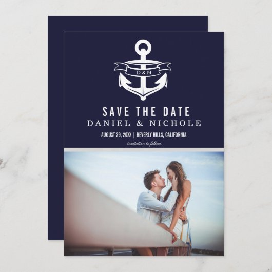 Save The Date Thème Nautique Enregistrer La Date | MARIAGE (Devant / Derrière)
