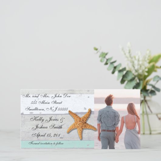 Save The Date Thème Plage Starfish Mariage Rustique (Debout devant)