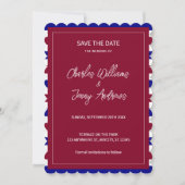 Save The Date Thème Royal Red et Blue Mariage (Devant)