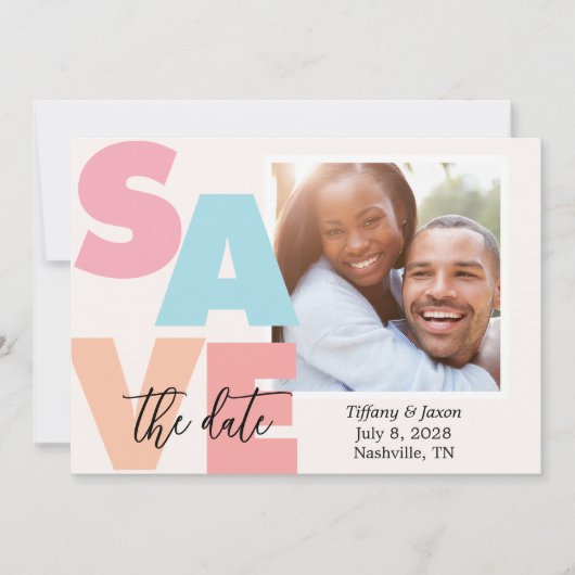 Save The Date Thème tropical de brise de plage Photo Enregistrer (Devant)