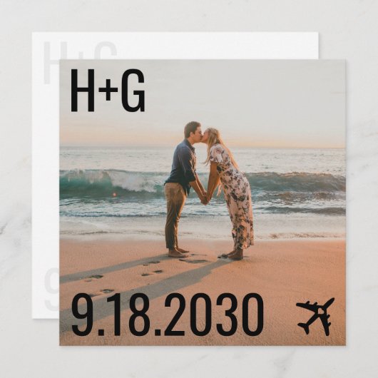 Save The Date Thème Voyage Plage Destination Mariage Photo (Devant / Derrière)