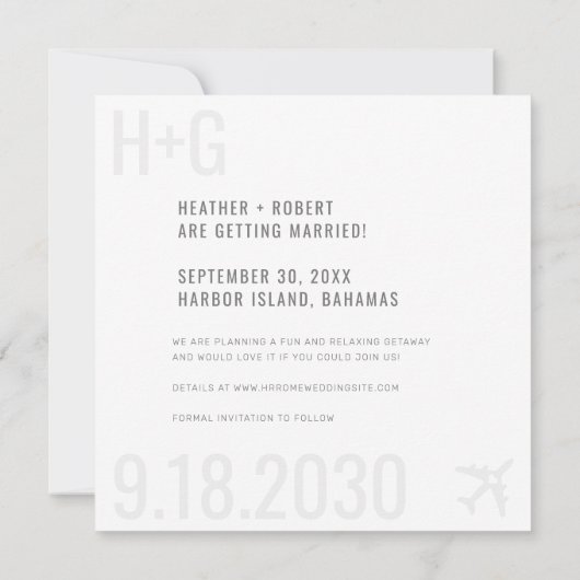 Save The Date Thème Voyage Plage Destination Mariage Photo (Dos)