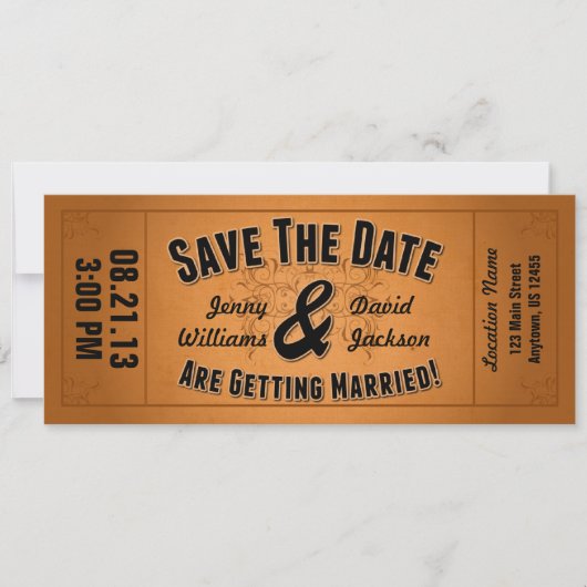 Save the date:  Ticket Save The Date (Voorkant)