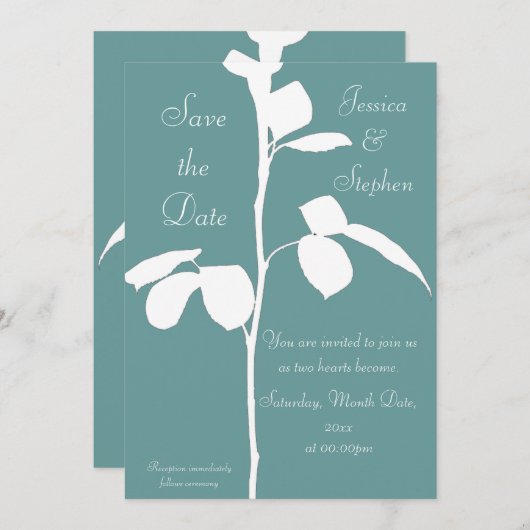 Save The Date Tige de rose (Devant / Derrière)