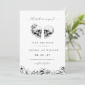 Save The Date Til Death Gothique Crâne Floral Mariage photo (Debout devant)