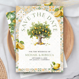 Save The Date Tille Italien Arbre Citron Arch Code QR Photo Mari