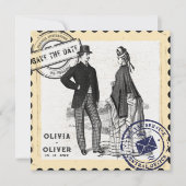 Save The Date Timbre de mariage rétro vintage  (Devant)
