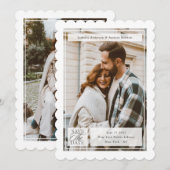 Save The Date Timbre de script moderne mariage photo recto verso (Devant / Derrière)