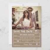Save The Date Timbre rustique Destination Mariage Bagage Balise  (Devant)