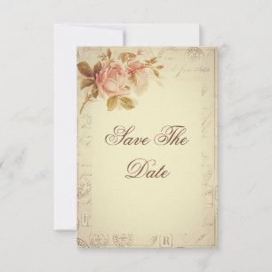 Save The Date Timbres de Paris Vintage Chic Roses 85e