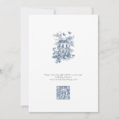 Save The Date Toile Bleue De Jouy QR Mariage Enregistrer la date (Dos)
