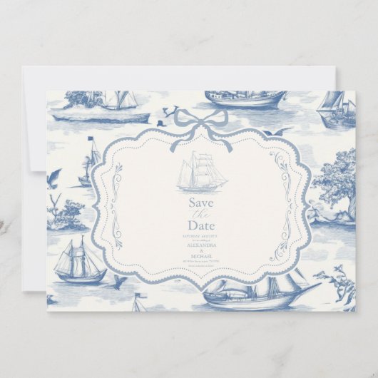 Save The Date Toile Chic Mariage de mâchoire nautique (Devant)