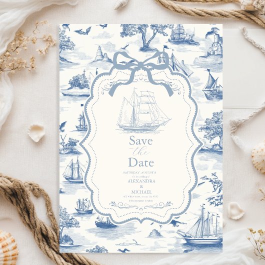 Save The Date Toile Chic Mariage de mâchoire nautique