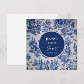 Save The Date Toile de Jouy bleue et blanche Fête de mariage (Devant / Derrière)
