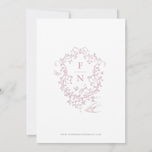 Save The Date Toile de Jouy Mariage Sauvez la date Dusty rose (Dos)