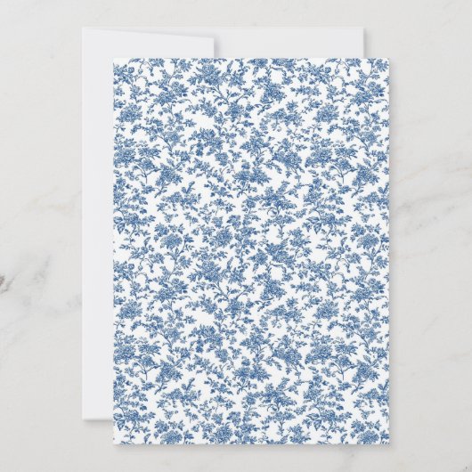 Save The Date Toile Florale Victorienne Bleu Mariage Enregistrer (Dos)