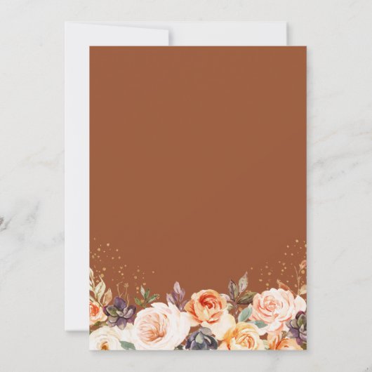 Save The Date Tombe en amour Automne Floral Citrouille Terracott (Dos)