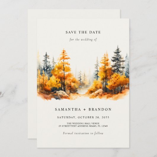 Save The Date Tomber amoureux Forêt (Devant / Derrière)