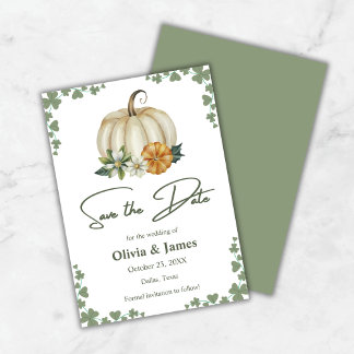 Save The Date Tombez amoureux Citrouille Sauge Verte Mariage