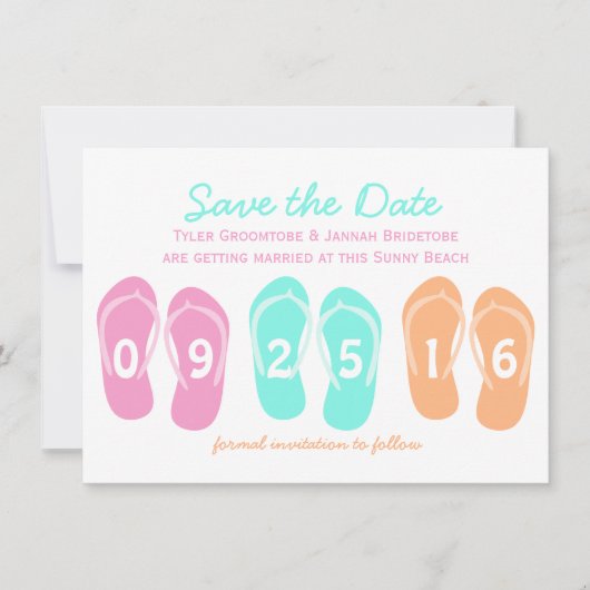 Save The Date Tongs de plage Enregistrer la date (Devant)