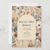 Save The Date Tons de terre doux et muet Fleur sauvage Mariage (Devant)