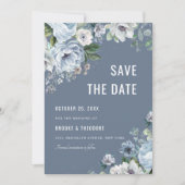 Save The Date Tons gris bleu foncé hiver Rustique Mariage Sa (Devant)