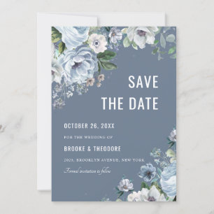 Save The Date Tons gris bleu foncé hiver Rustique Mariage Sa