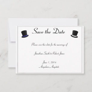 Save The Date Top Chapeaux Bow Cravates Blue Gay Wedding Enregis