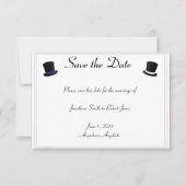 Save The Date Top Chapeaux Bow Cravates Blue Gay Wedding Enregis (Devant)