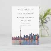 Save The Date Toronto Skyline Watercolor Photo Wedding (Debout devant)