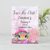 Save The Date Tortue 4e anniversaire, sous la mer (Debout devant)