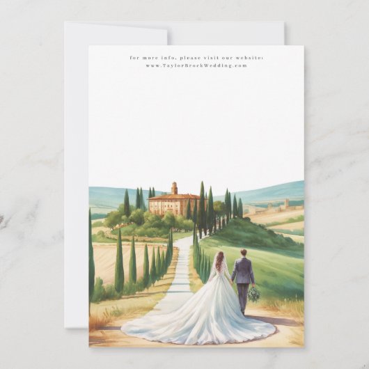 Save The Date Toscane aquarelle illustration Mariage Skyline (Dos)
