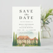 Save The Date Toscane Aquarelle Italie Villa Destination Mariage (Debout devant)