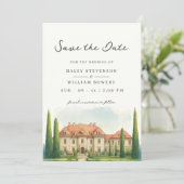 Save The Date Toscane Aquarelle Italie Villa Mariage de Destinat (Debout devant)