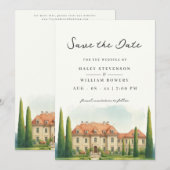 Save The Date Toscane Aquarelle Italie Villa Mariage de Destinat (Devant / Derrière)