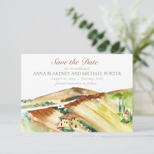 Save The Date Toscane Italie Sauvegarder la date Mariage de dest (Debout devant)