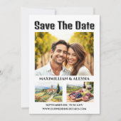 Save The Date Toscane mariage destination aquarelle photo chic (Devant)