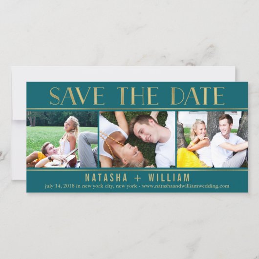 Save The Date Touche de or ÉDITABLE COULEUR Collage Enregistrer (Devant)