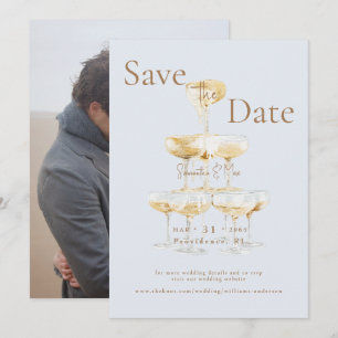 Save The Date Tour de champagne bleu givré Photo Enregistrer la